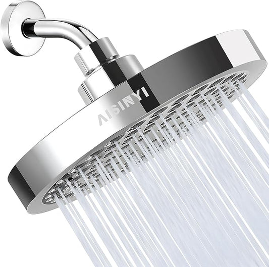 6" Rain Shower Head & 6" Shower Arm, Luxury Polished Chrome Finish | High Pressure 6 Inch Fixed Showerhead, Adjustable Replacement, 90 Nozzles, Removable Restrictor, Tool-Free Easy to Install
