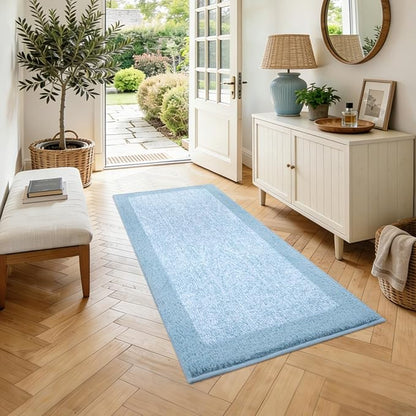 48x24 Long Bathroom Rugs Washable Non Slip, Light Blue Bath Mat for Bathroom Floor Tub, Soft Absorbent Quick Dry Mats for Shower, Bathtub,Home Decor