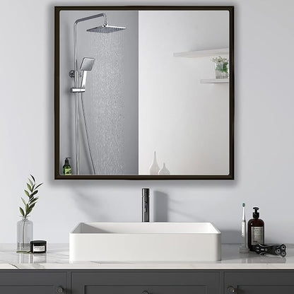 Bathroom Medicine Cabinet with MirrorSurface Mount Vanity Mirror Cabinet, Single Door Cabinet Famerhouse Bathroom with Storage (Brush Black, 24x24 Inch)