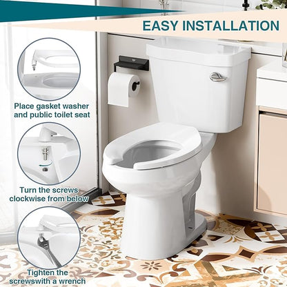 Elongated Open-Front Toilet Seat, Commercial Heavy Duty Seat Without Cover, Never Loosen Design to Reduce Call-Backs, 18.5 Inch White Public Toilet Lid for Office, Church, Hospital
