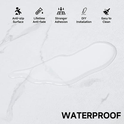 Peel and Stick Vinyl Floor Tiles | White Marble | 30 Tiles | Waterproof / DIY installation / Kitchen / Bathroom /RV /Living Room /Lobby /2.8m2