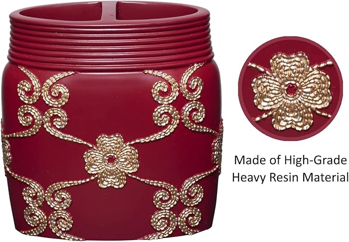 Popular Bath Toothbrush Holder, Vlegant Rosa Collection, Burgundy/Gold