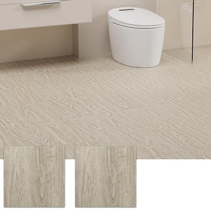 Peel and Stick Floor Tile, 20 Pcs 12" x 12" Waterproof Wood Grain Luxury Vinyl Plank Flooring, Easy DIY Self Adhesive Vinyl Floor for Bathroom, Kitchen, Living Room, Light Brown