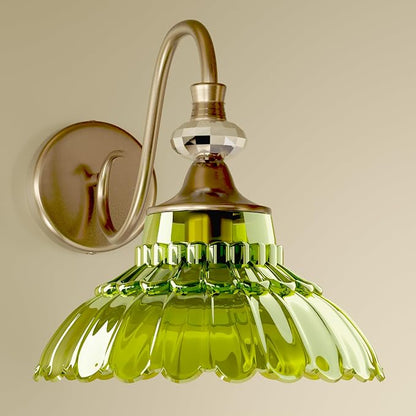 1-Light Copper Vintage Vanity Light with Green Crystal Glass Shade | Wall Sconce Fixtures Bathroom Wall Lamp for Mirror Bathroom Kitchen Living Room Porch Vanity Bedroom