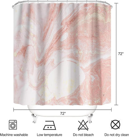 Pink Marble Shower Curtain Modern Abstract Pink and Gold Art Shower Curtains for Bathroom Waterproof Polyester Fabric Bathroom Curtain 72 x 72 Inch with 12 Hooks