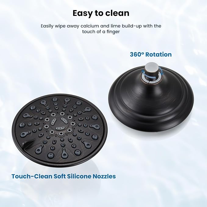 gotonovo Shower Faucet Set with Valve 6 Mode Rain Head Oil Rubbed Bronze | Bathroom Shower Head and Handle Set Complete Combo,6 Mode Multi 6’’ ABS Rainfall Showerhead,Brass Valve Trim Kit,Wall Mount