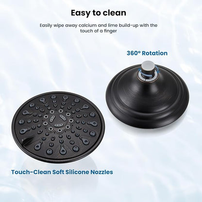 gotonovo Shower Faucet Set with Valve 6 Mode Rain Head Oil Rubbed Bronze | Bathroom Shower Head and Handle Set Complete Combo,6 Mode Multi 6’’ ABS Rainfall Showerhead,Brass Valve Trim Kit,Wall Mount