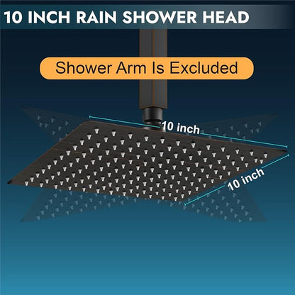 Midanya Square Rain Shower Head,High Pressure,Oil Rubbed Bronze 10 Inch | 360°Swivel,Ceiling or Wall Mount,Waterfall Full Body Coverage,Bathroom Remodel,Stainless Steel Large Rainfall Shower Head