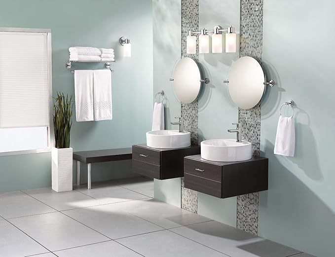 Moen Chrome Iso 24-Inch Wide Bathroom Hotel-Style Towel Shelf with Towel Bar, DN0794CH