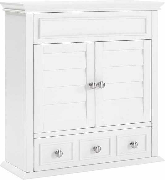 Crosley Furniture Lydia Wall Mounted Bathroom Storage Medicine Cabinet with a Drawer and Shelves, White