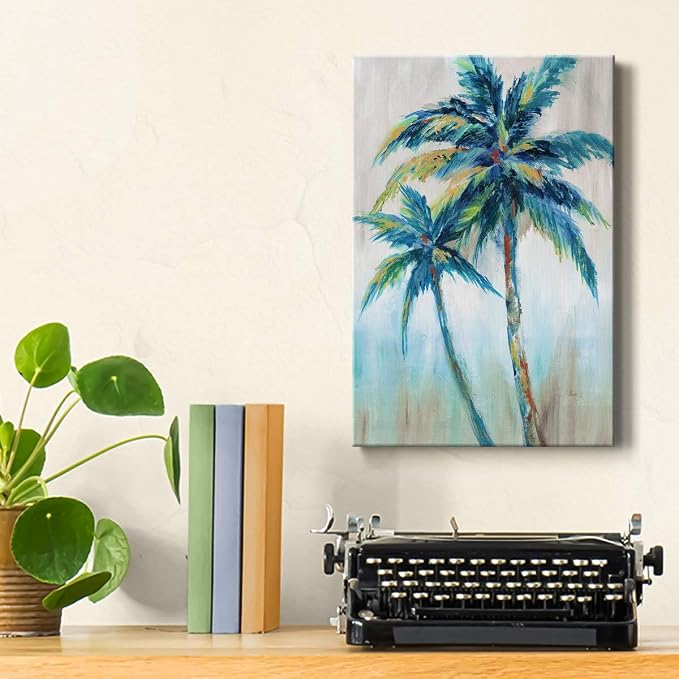 Renditions Gallery Canvas Nature Wall Art Home Decorations Paintings Colorful Palm Trees Abstract Canvas Wall Hanging Artwork Prints for Living Room Office Home Kitchen - 8"x12" LT02