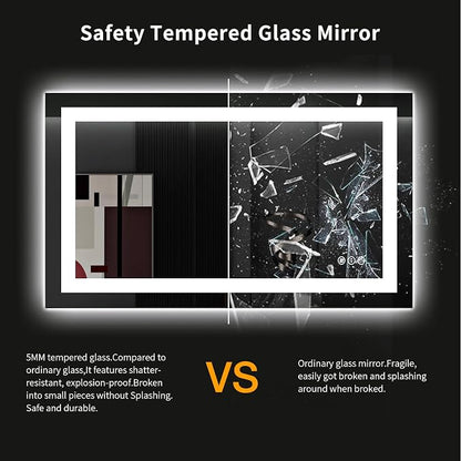 LOAAO 40"X24" LED Bathroom Mirror with Lights, UL Listed | Anti-Fog, Dimmable, 3 Color Temperature, Backlit + Front Lit, Memory Function, Tempered Glass