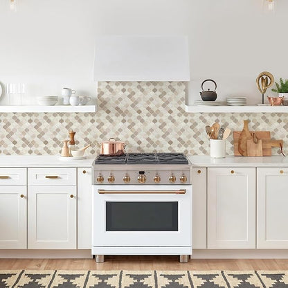 STICKGOO Arabesque Peel and Stick Backsplash, 12”X12” Backsplash Tile for Kitchen Peel and Stick, Self Adhesive Wall Tile Stick on Tiles (Brown Beige)