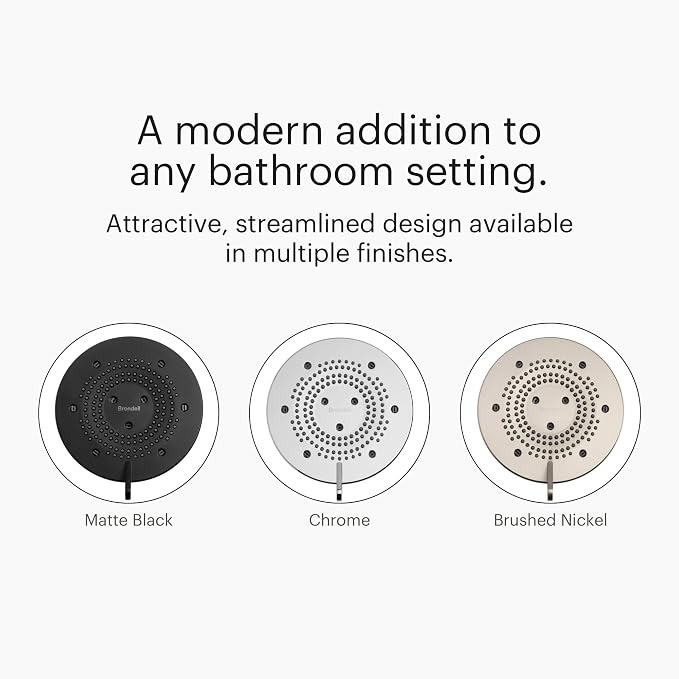 Brondell Nebia Yuba Fixed Shower Head, 5- Setting, Precision Nozzle, Matte Black
