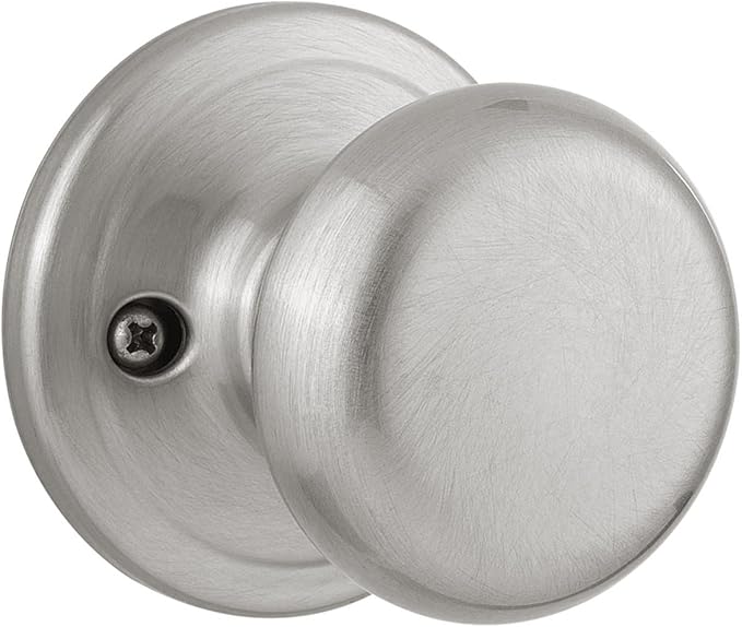 Kwikset Juno Interior Passage Door Knob, Handle for Closet and Hallway Doors, Non-Locking Doorknob in Satin Nickel, with Microban Protection (Pack of 8)