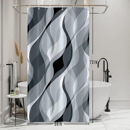 Stall Shower Curtain, Small Blue and Grey Shower Curtain Set for Bathroom Modern Waterproof Shower Curtain Set with Hooks, 36x72 Inch