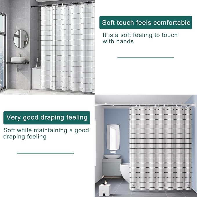 Shower Curtain Liner, 100% Waterproof Peva Shower Curtains with 3 Duty Heavy Bottom Magnets and 12 Rust Proof Grommets, 72x72 Weighted Shower Liner for Shower Stall, Bathtubs