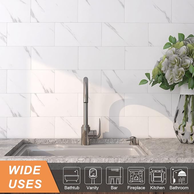 VAOVI Matte Peel and Stick Tiles Bathroom Wall(23pcs,Calaeatta)