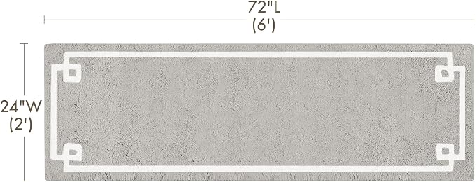 Madison Park Evan 100% Cotton Bath Runner Plush Absorbent, 24" x 72", Grey | Non-slip Backing, OEKO TEX, Luxurious Tufted Plush Bath Rug for Bathroom, Quick Dry, Spa Design Decorative for Shower Room
