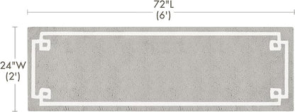 Madison Park Evan 100% Cotton Bath Runner Plush Absorbent, 24" x 72", Grey | Non-slip Backing, OEKO TEX, Luxurious Tufted Plush Bath Rug for Bathroom, Quick Dry, Spa Design Decorative for Shower Room