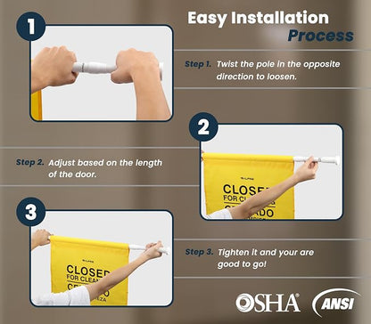 Alpine Restroom Closed for Cleaning Sign - Caution Door Barricade Signs, English & Spanish Yellow Safety Hanging Sign for Commercial Bathrooms Maintenance