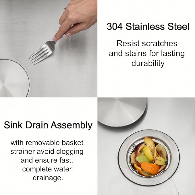 LQS 15 x 15 Undermount Bar Sink, 16 Gauge Stainless Steel, 10-Inch Deep | 10-Inch Deep Undermount Wet Bar Sink 16 Gauge Stainless Steel, Ideal for Bars, Prep Areas and Compact Kitchens