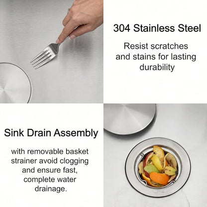 LQS 15 x 15 Undermount Bar Sink, 16 Gauge Stainless Steel, 10-Inch Deep | 10-Inch Deep Undermount Wet Bar Sink 16 Gauge Stainless Steel, Ideal for Bars, Prep Areas and Compact Kitchens