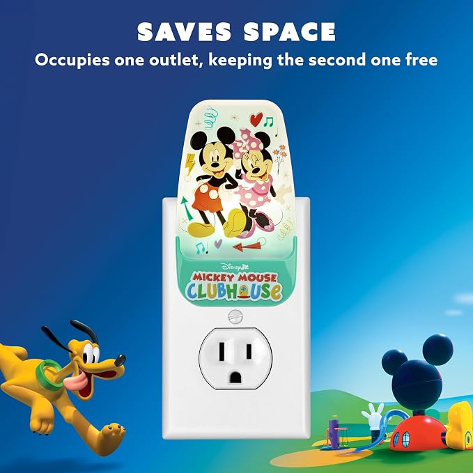 Disney Mickey Mouse Clubhouse LED Night Lights Plug Into Wall NightLight | for Kids Room Decor Ambient LightingGirls Boys Bedroom Bathroom Light Nursery 86142