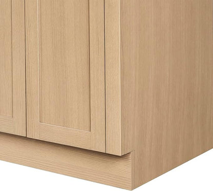 ARIEL Loren 60-inch Bathroom Vanity with Sink,Solid Wood, 1.5-inch Italian Carrara Marble Countertop, Double Rectangular Porcelain Sink, 4 Soft Closing Doors, 3 Dovetail Drawers, Natural Oak