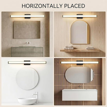 URSOLA 36" Modern LED Bathroom Light Fixtures, Matte Black 3CCT Dimmable Bathroom Vanity Light Over Mirror, Bathroom Vanity Bath Bar Lights with Double Layer Acrylic Shade