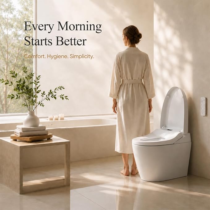 GAICOM Electric Bidet Toilet Seat Elongated, Heated Toilet Seat Air Dryer | Instant Warm Water, Side Control, Multiple Wash Modes, Self-Cleaning Nozzle, Quiet-Close Lid, Easy Installation
