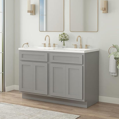 Vanity Art 48 Inch Bathroom Base Cabinet Only, Double Sink Top (Not Include Sink) with Door & Soft Close Hinge, Unassembled Floor Cabinet, Grey, 2ea 24 Inch Combo