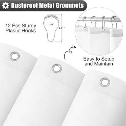 OLANLY Luxury Dark Grey and White Ombre Shower Curtain Sets with 12 Hooks, Waterproof and Washable Decorative Shower Curtains for Bathroom, 72x72 Inches