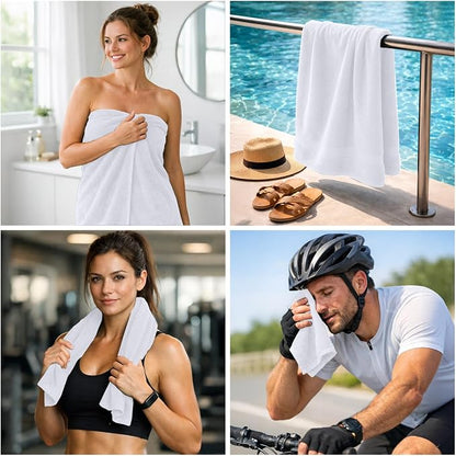 DAN RIVER 8 Piece Luxury Bath Towels for Bathroom, Towel Set, White | 2 Bath towels, 2 Hand towels, and 4 Wash Cloths, 600 GSM 100% Ring Spun Cotton, Highly Absorbent, Gym, Hotel, guest, and Spa