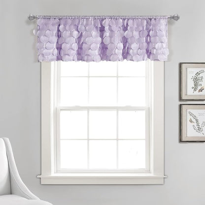 Lush Decor Gigi Valance Curtain Single 70" W x 14" L Lilac - Purple Valances for Windows - Vintage Kitchen Curtains - Glam Decor - Bathroom Valance