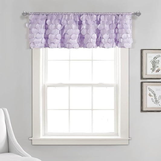 Lush Decor Gigi Valance Curtain Single 70" W x 14" L Lilac - Purple Valances for Windows - Vintage Kitchen Curtains - Glam Decor - Bathroom Valance