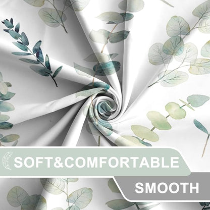 AWERT Shower Curtain Green Plants for Bathroom Waterproof Quick-Drying Eucalyptus Leaves Shower Curtain Set with Hooks 48x72 Inch