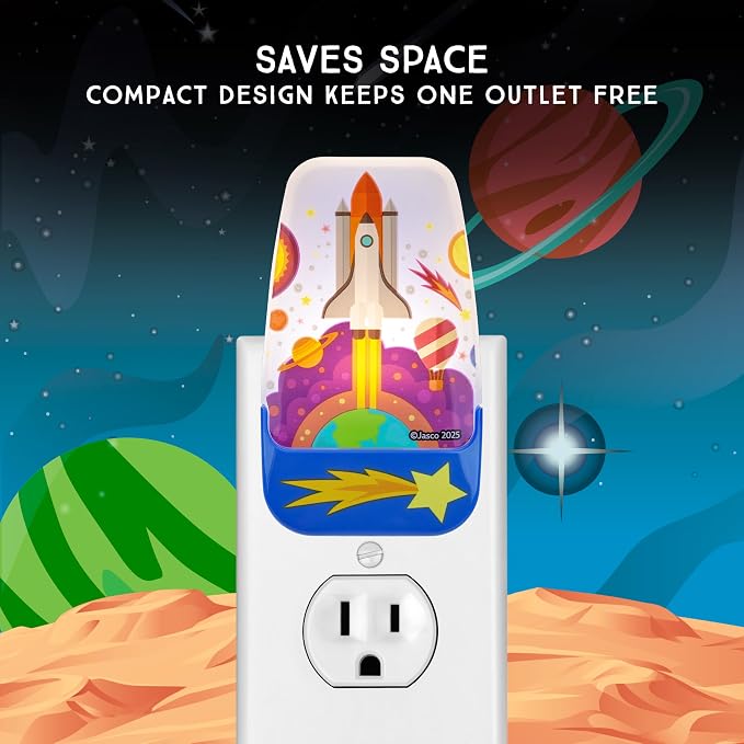 Lights By Night Space Night Light for Kids Plug in, LED | Nightlight Plug Into Wall, Boys, Girls, Toddler, Baby, Space Shuttle Room Decor, Bedroom Bathroom Nursery Essentials, 81717