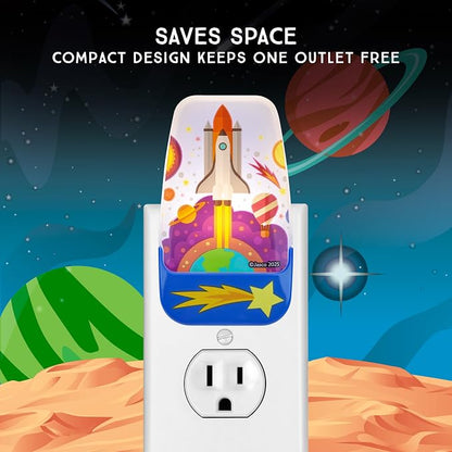 Lights By Night Space Night Light for Kids Plug in, LED | Nightlight Plug Into Wall, Boys, Girls, Toddler, Baby, Space Shuttle Room Decor, Bedroom Bathroom Nursery Essentials, 81717