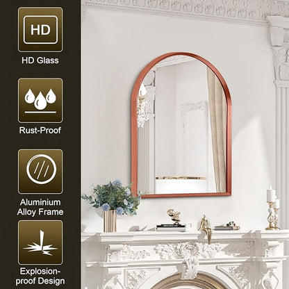 Arch Wall Mirror Aluminum Alloy Frame Bathroom Wall Mirror for Vanity Living Room, Bedroom Entryway Room Home Decor 20"x16"