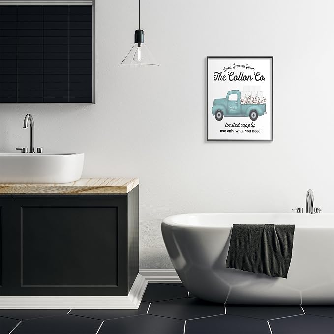 Stupell Industries 'Toilet Paper Cotton Truck', Framed Giclee Art, Black, 24 x 30 Inches, Easy to Hang and Sturdy, Made in USA, by Lettered and Lined