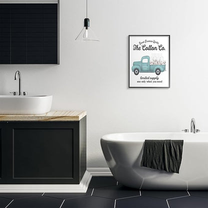 Stupell Industries 'Toilet Paper Cotton Truck', Framed Giclee Art, Black, 24 x 30 Inches, Easy to Hang and Sturdy, Made in USA, by Lettered and Lined