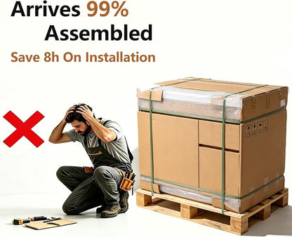 Bathroom Vanity with Sink, Single Sink Bathroom Vanity with Smart LED Defog Mirror, Display Time, Ceramic Sink, Soft Closing, Fully Pre-Assembled (White, 80in Mirror Double Sink)