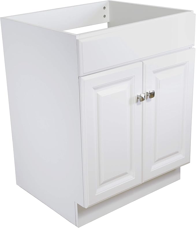 Design House Wyndham Bath Vanity Without Top, 2 Cabinet Doors, for 25-in. x 19-in. Vanity Top, Flush to Floor, Easy Assembly, for Bathroom, White, 21.0 in. L x 24.0 in. W x 31.5 in. H, 597138