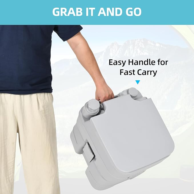 YITAMOTOR Portable Camping Toilet, RV Travel composting toilet with 20L Detachable Waste Tank, Double Water Spouts, Portable Toilet for Camping, Hiking