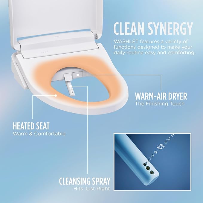 TOTO® WASHLET® KS5 Electronic Bidet Toilet Seat with Instantaneous Water Heating, Self-Cleaning Wand and Heated Seat, Elongated, Cotton White - SW3216#01