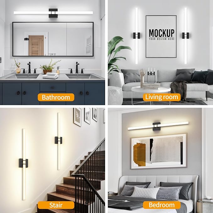 Modern Black Vanity Light Bar 40 Inch, 30W 5CCT Dimmable Bathroom Light Fixtures LED Wall Lighting Fixture