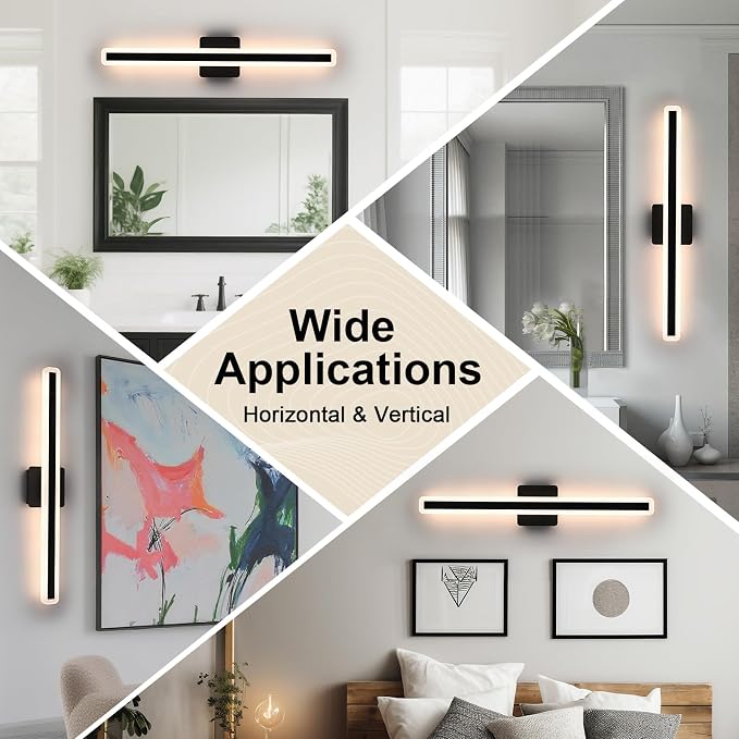 31.6 Inch LED Vanity Light for Bathroom Lighting Fixture Over Mirror, 36W 5CCT Dimmable Black Vanity Lighting Fixtures Modern LED Wall Sconces for Bathroom Bedroom, TRIAC Compatible