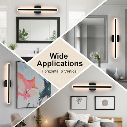 31.6 Inch LED Vanity Light for Bathroom Lighting Fixture Over Mirror, 36W 5CCT Dimmable Black Vanity Lighting Fixtures Modern LED Wall Sconces for Bathroom Bedroom, TRIAC Compatible