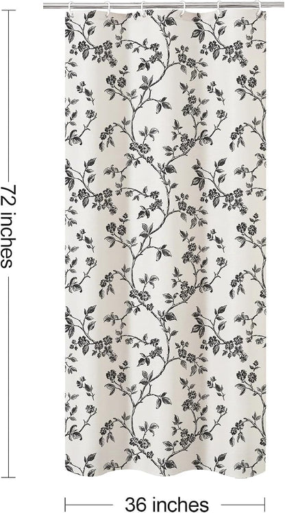 MitoVilla Small Stall Cotton Floral Shower Curtain for Bathroom,36 x 72 | Narrow Half BoHo Cottagecore Spring Shower Curtains, Modern Farmhouse Country Plant Leaves Bathroom Décor, 36 x 72